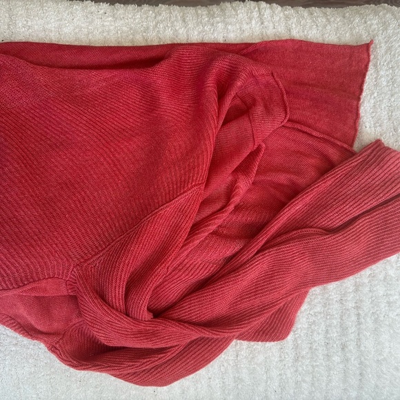 Eileen Fisher Vibrant Coral Linen Open Cardigan Lightweight Staple Layer Sz L - Picture 9 of 9